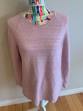 Olsen Light Pink Crewneck Knit Sweater -  Pullover w/ Pink Metallic Thread